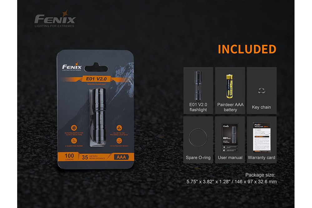 Fenix E01 V2.0 AAA LED Flashlight - Energize Trek
