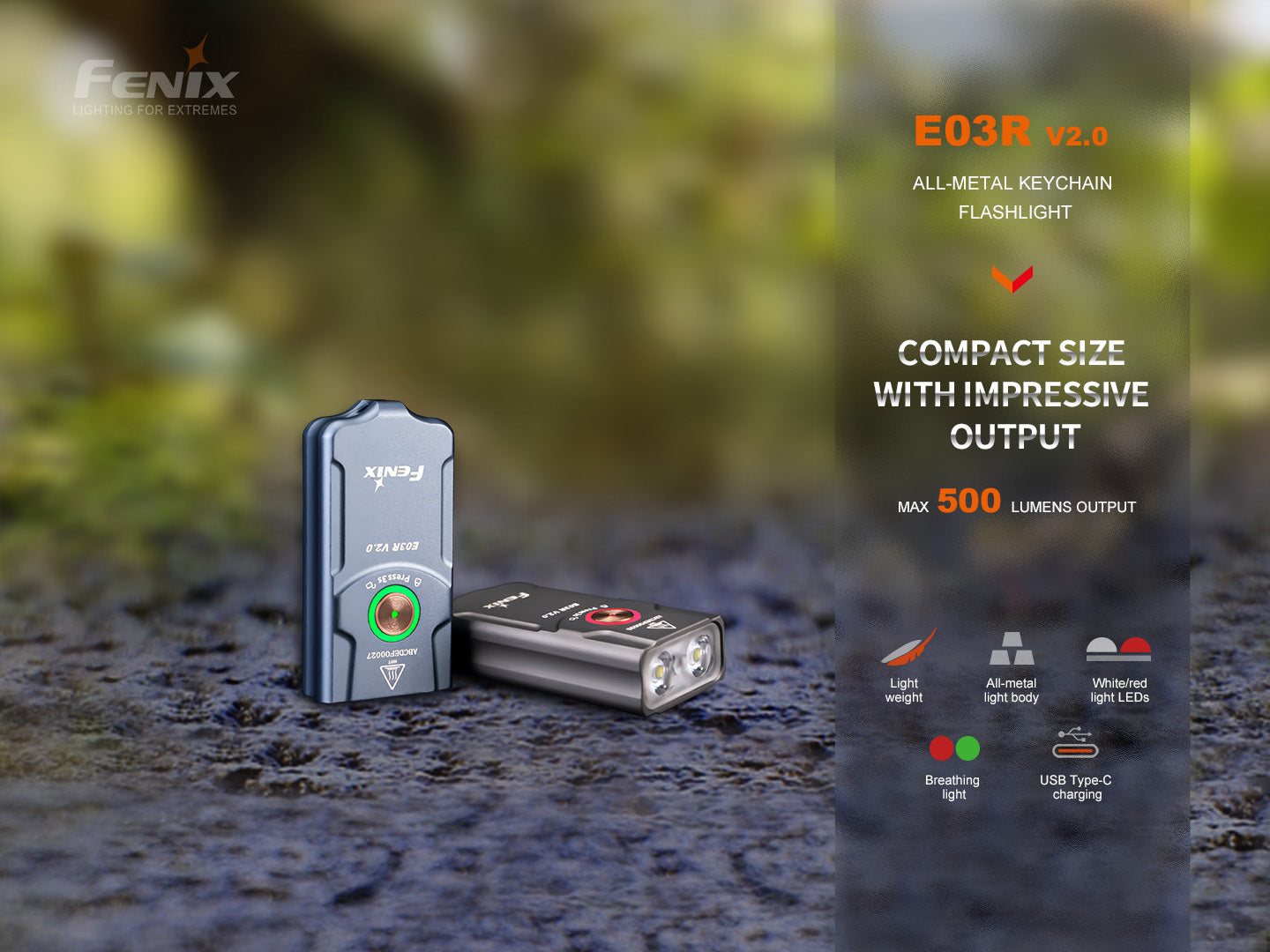 Fenix E03R V2 Keychain Flashlight - Energize Trek