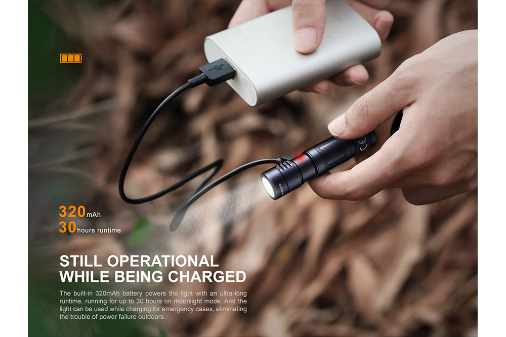 Fenix E05R Mini Keychain LED Flashlight - 400 Lumens - Energize Trek