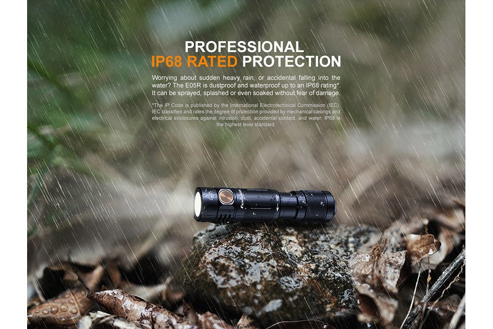 Fenix E05R Mini Keychain LED Flashlight - 400 Lumens - Energize Trek