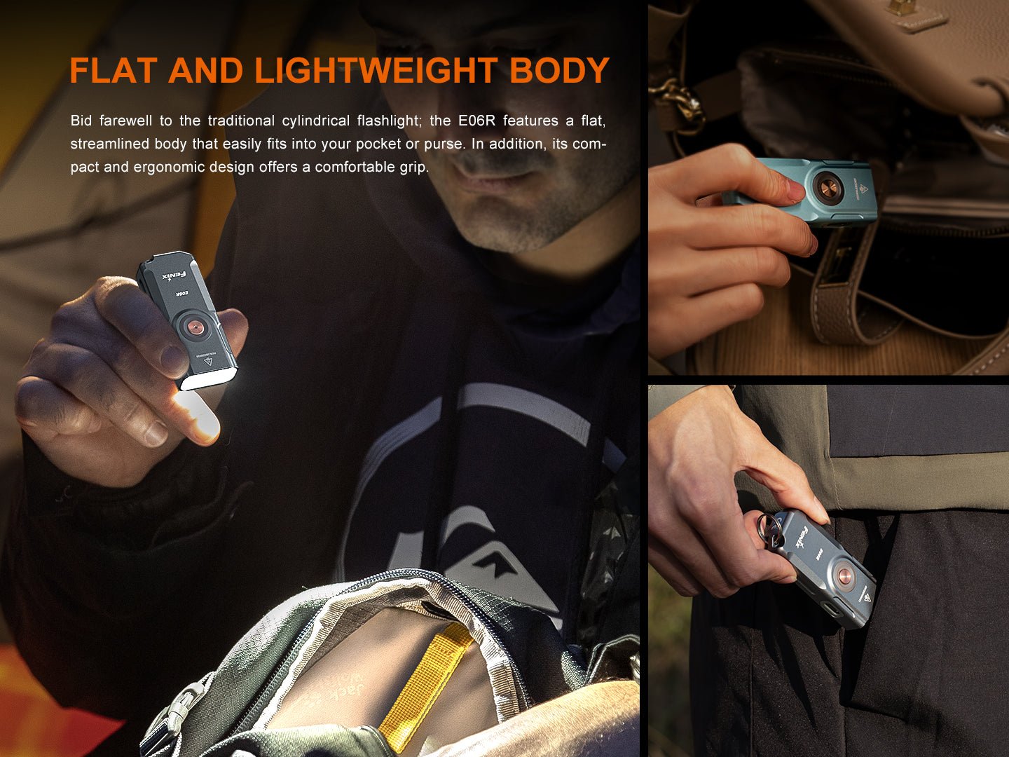 Fenix E06R Keychain Light with White, UV, and Red Laser Lights - Energize Trek