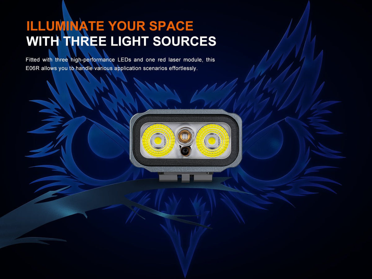 Fenix E06R Keychain Light with White, UV, and Red Laser Lights - Energize Trek