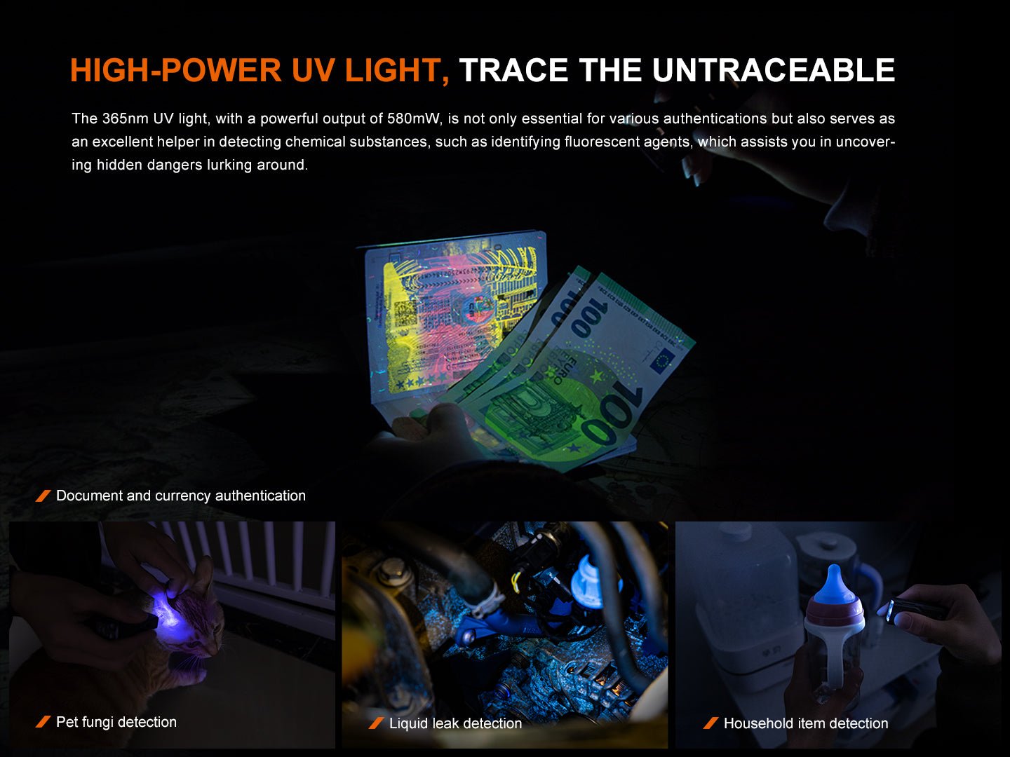 Fenix E06R Keychain Light with White, UV, and Red Laser Lights - Energize Trek