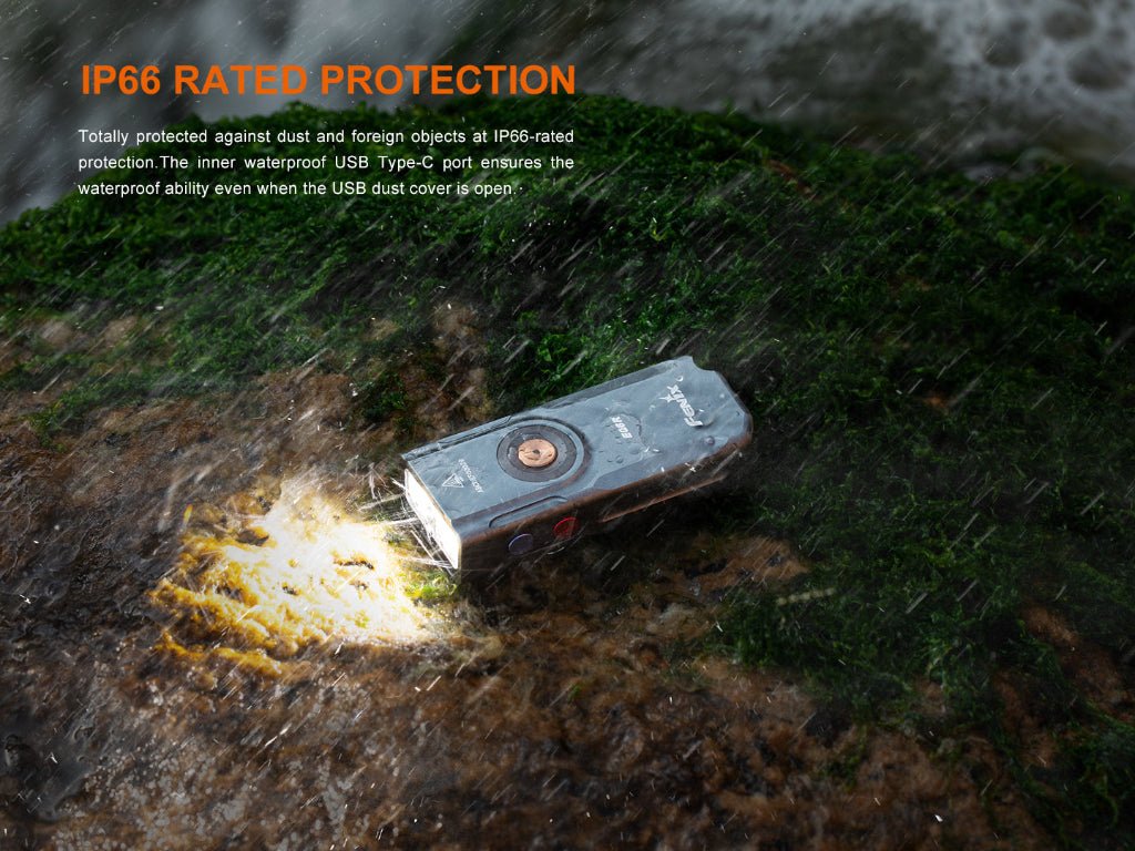 Fenix E06R Keychain Light with White, UV, and Red Laser Lights - Energize Trek