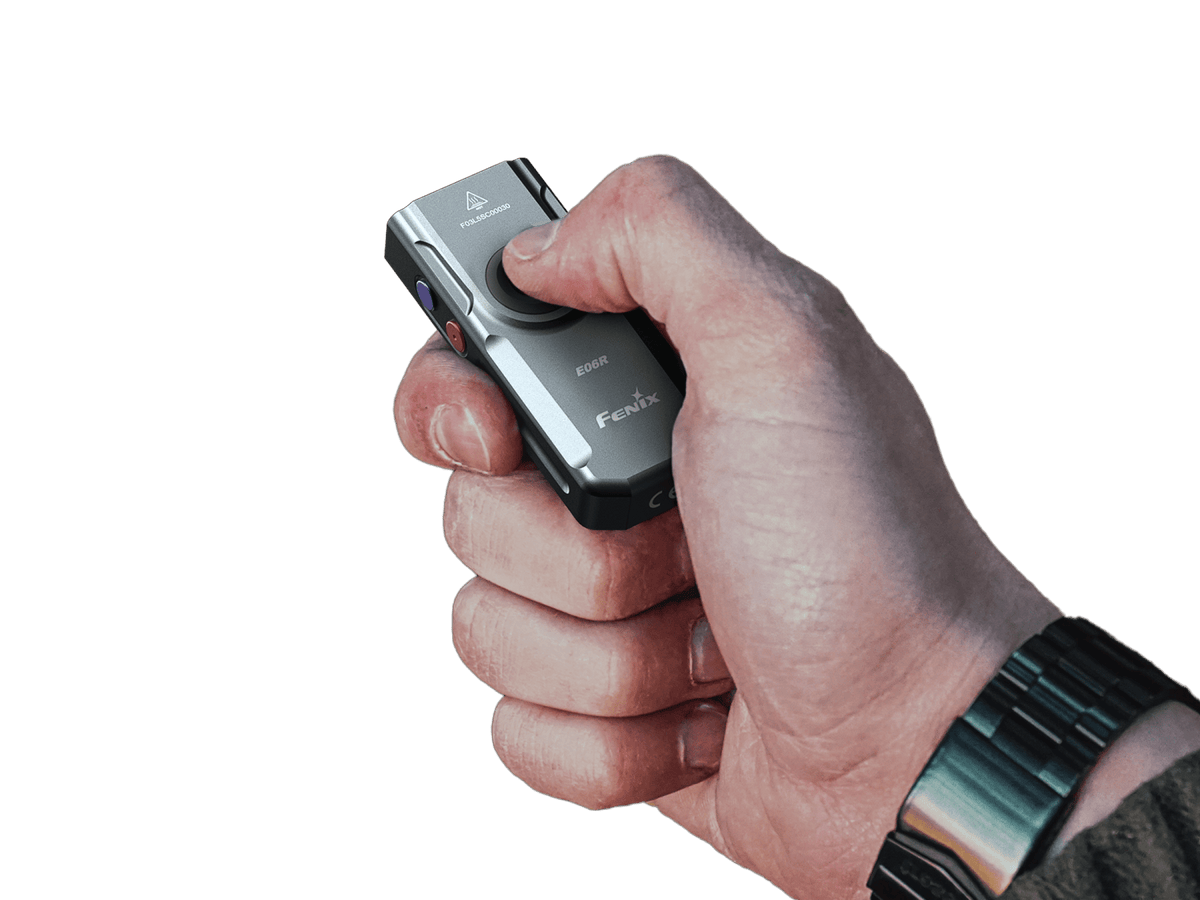 Fenix E06R Keychain Light with White, UV, and Red Laser Lights - Energize Trek