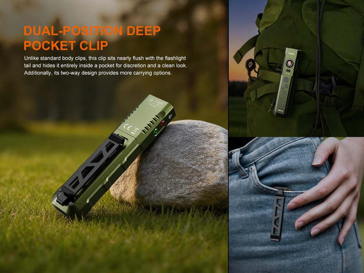 Fenix E08R UE Multi-Light EDC Flashlight With Red Light & Green Laser - Energize Trek