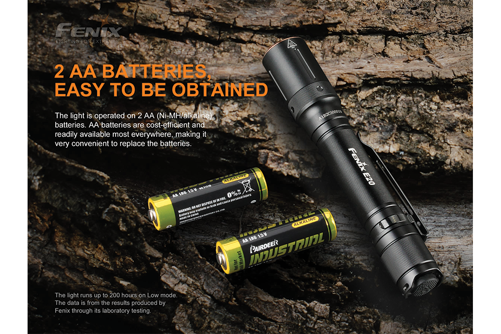 Fenix E20 V2.0 EDC Flashlight - 350 Lumens - Energize Trek