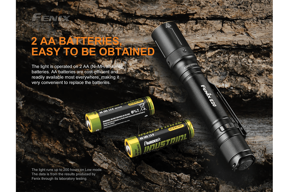 Fenix E20 V2.0 EDC Flashlight - 350 Lumens - Energize Trek
