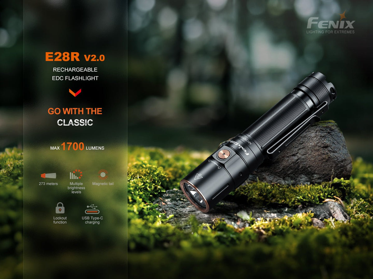 Fenix E28R V2 Rechargeable EDC Flashlight - Energize Trek