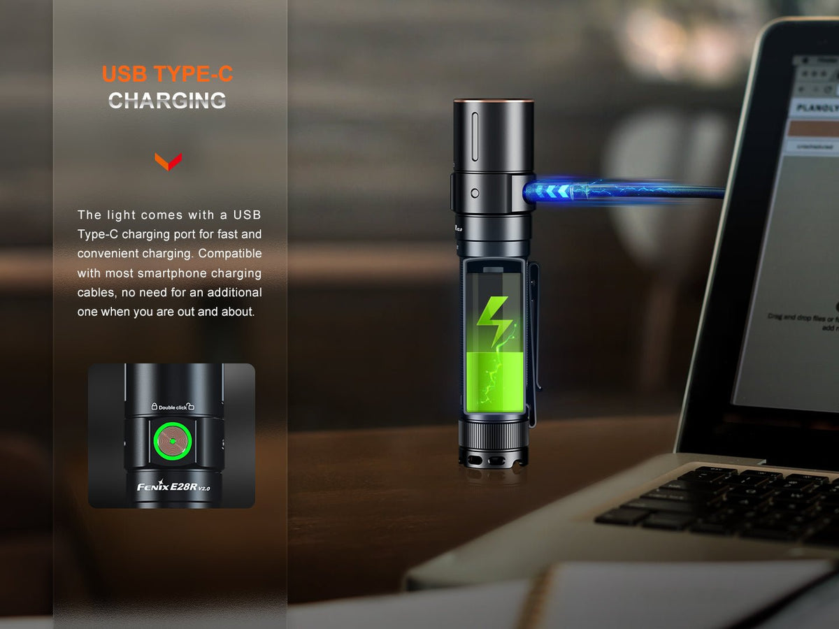 Fenix E28R V2 Rechargeable EDC Flashlight - Energize Trek