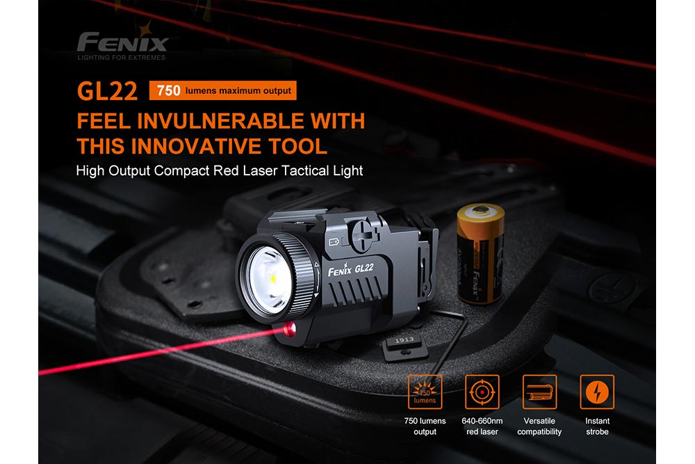 Fenix GL22 Tactical LED Light with Red Laser - Energize Trek