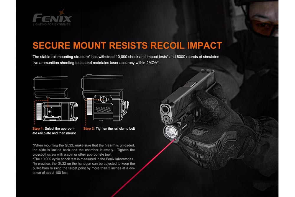 Fenix GL22 Tactical LED Light with Red Laser - Energize Trek