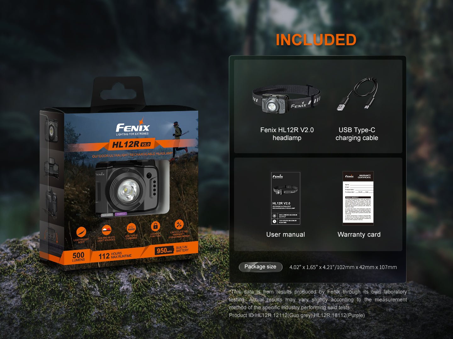 Fenix HL12R V2 Ultralight Outdoor Rechargeable Headlamp - Energize Trek