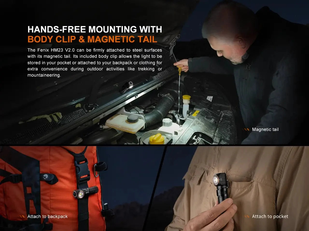 Fenix HM23 V2.0 Lightweight Detachable AA Headlamp - Energize Trek