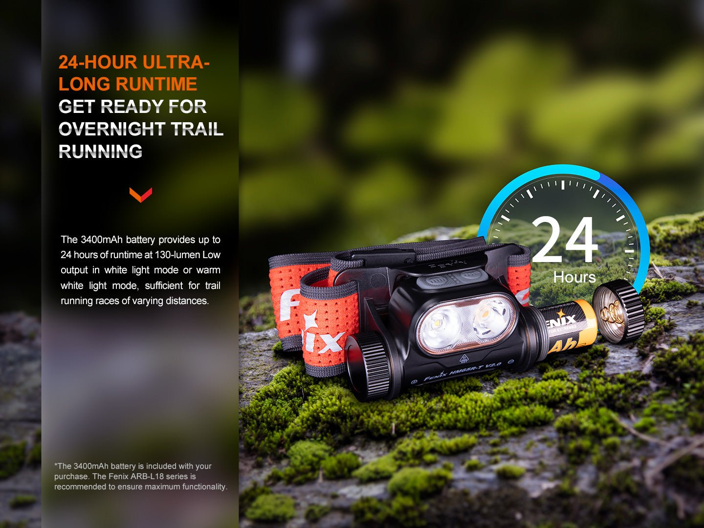 Fenix HM65R-T V2 Rechargeable Lightweight Trail Running Headlamp - Energize Trek