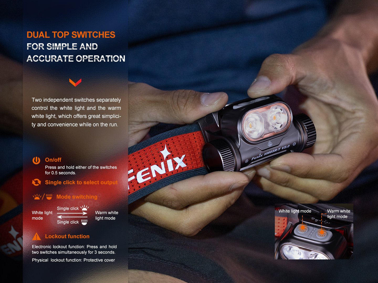 Fenix HM65R-T V2 Rechargeable Lightweight Trail Running Headlamp - Energize Trek