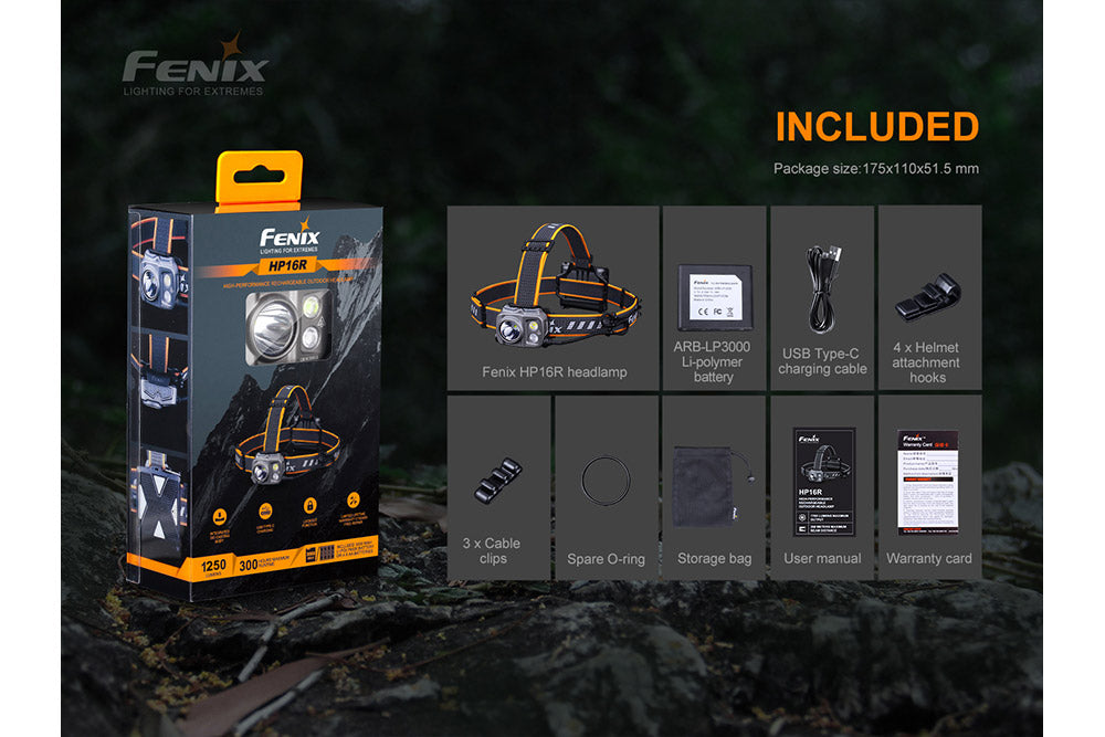 Fenix HP16R Rechargeable Headlamp - 1250 Lumens - Energize Trek