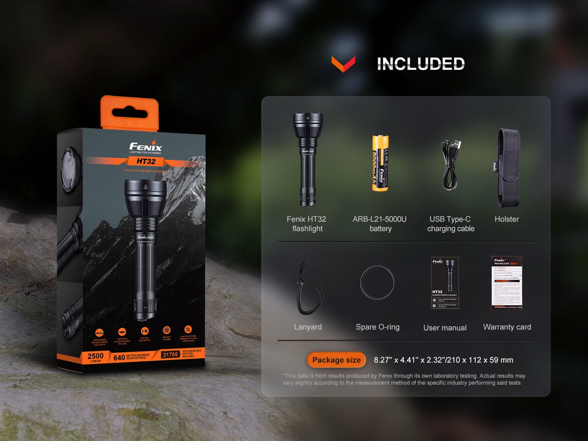 Fenix HT32 Hunting Flashlight with Red & Green Output - Energize Trek