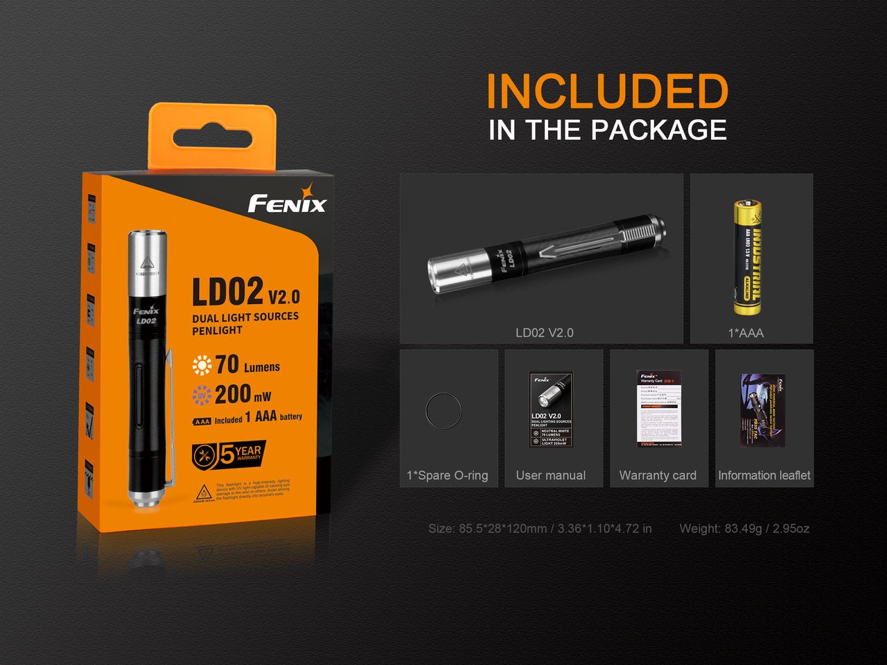 Fenix LD02 V2.0 EDC LED Penlight with UV Lighting - Energize Trek
