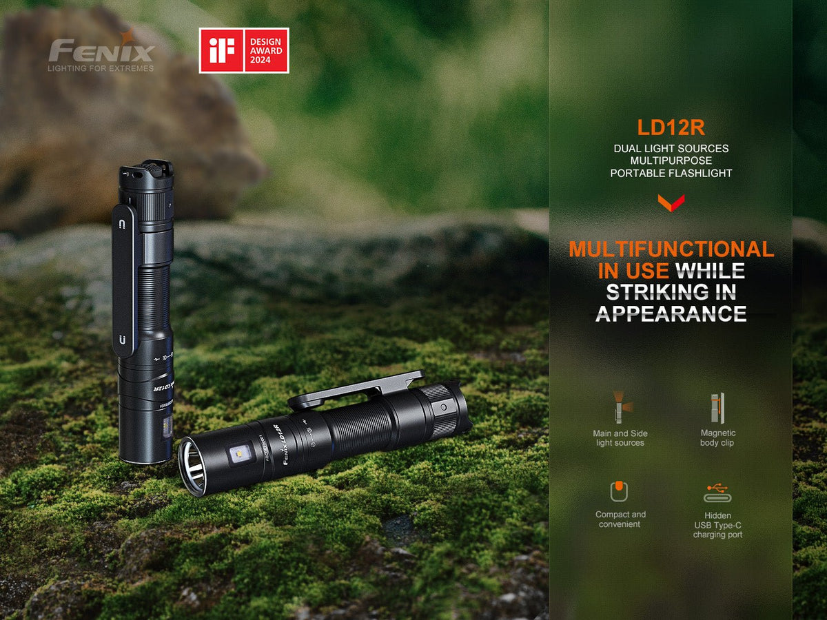 Fenix LD12R Dual Light Flashlight - 600 Lumens - Energize Trek