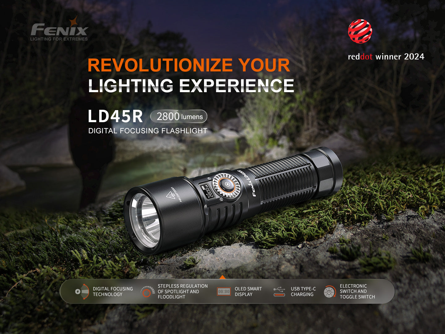 Fenix LD45R Digital Focus Rechargeable LED Flashlight - Energize Trek