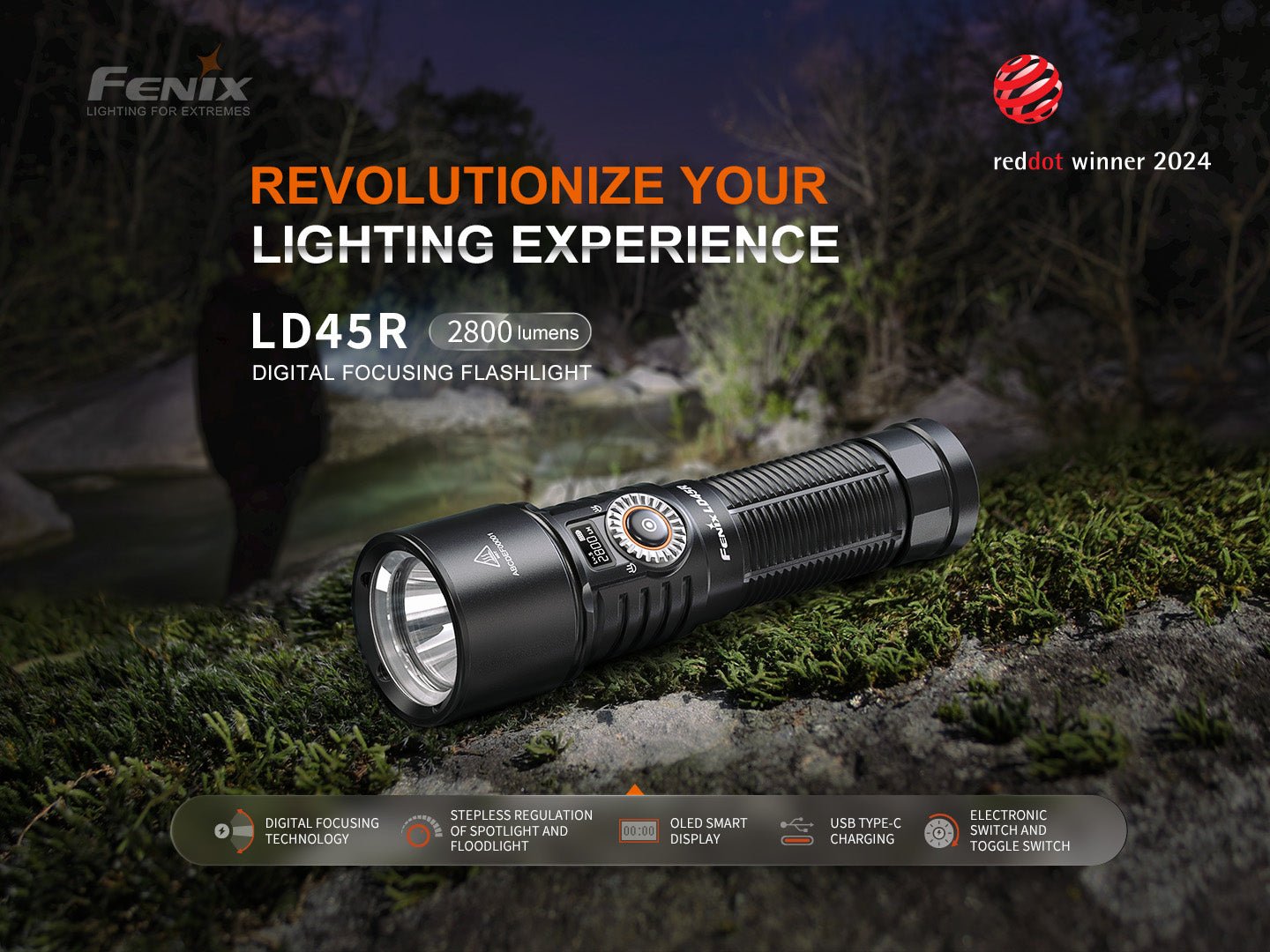 Fenix LD45R Digital Focus Rechargeable LED Flashlight - Energize Trek