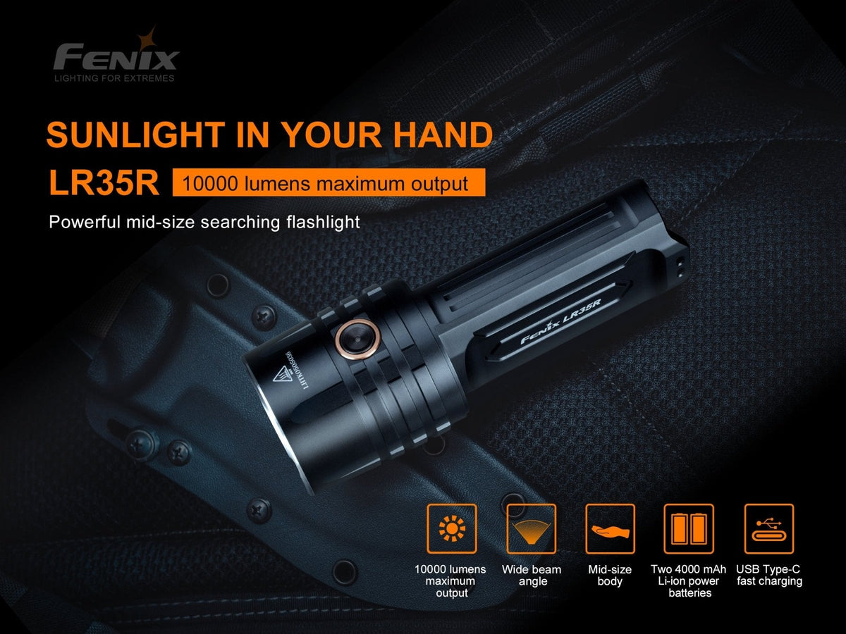 Fenix LR35R Rechargeable LED Flashlight - 10,000 Lumens - Energize Trek