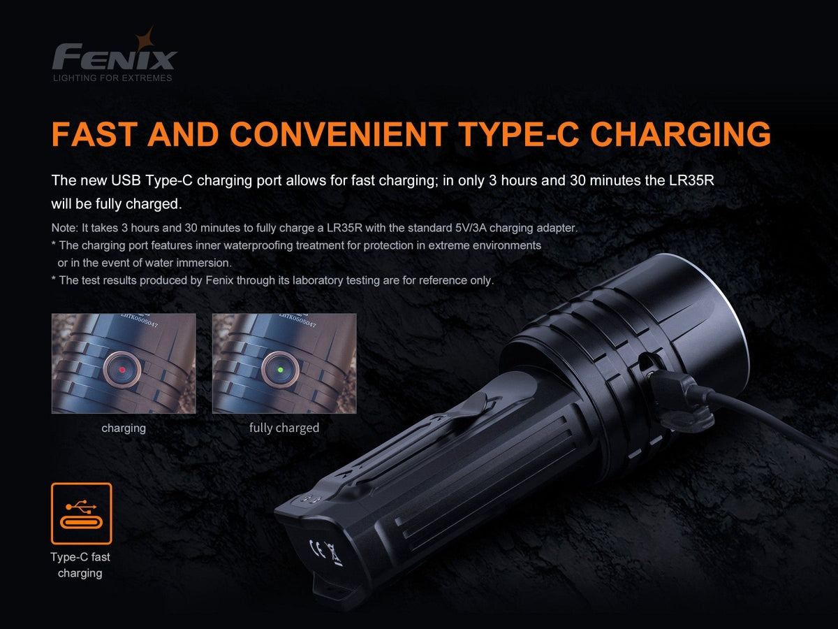 Fenix LR35R Rechargeable LED Flashlight - 10,000 Lumens - Energize Trek
