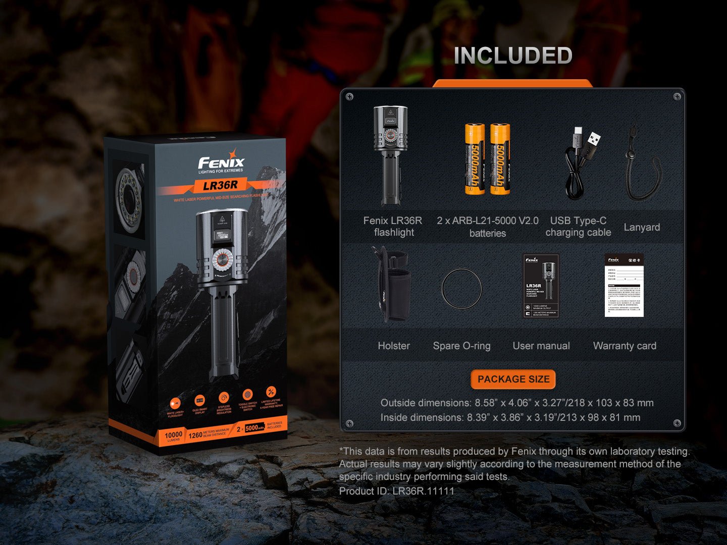 Fenix LR36R White Laser Searching Flashlight - Energize Trek