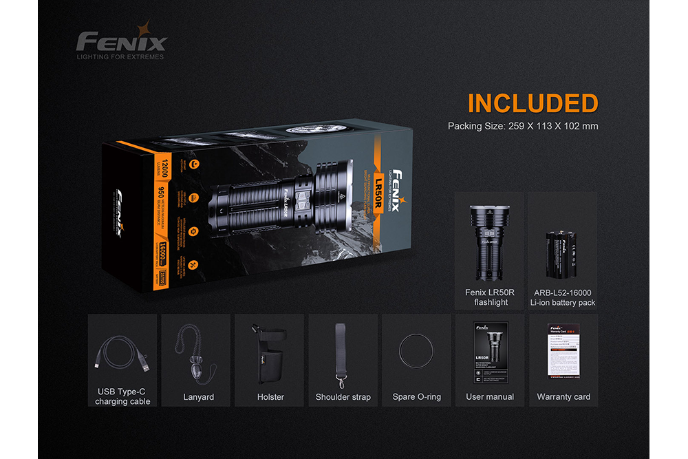Fenix LR50R Multifunctional LED Search Light - 12000 Lumens - Energize Trek