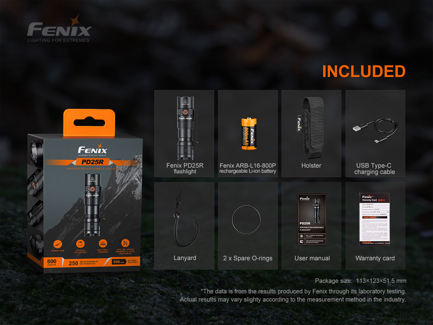 Fenix PD25R Rechargeable LED Flashlight - Energize Trek