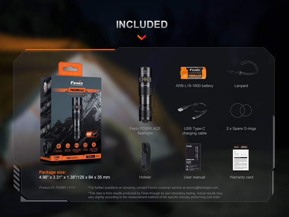 Fenix PD26R ACE Multi-Mode Compact Flashlight - Energize Trek