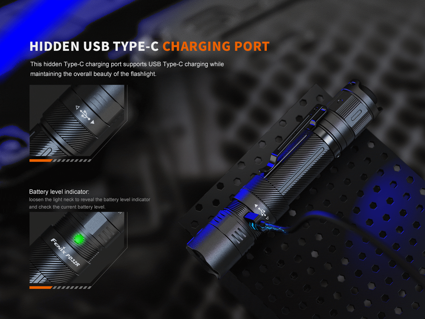 Fenix PD32R Rechargeable Silent Switch LED Flashlight - Energize Trek