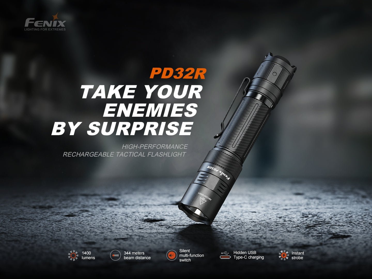 Fenix PD32R Rechargeable Silent Switch LED Flashlight - Energize Trek
