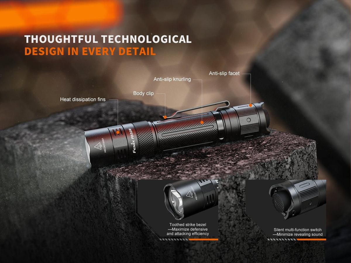 Fenix PD32R Rechargeable Silent Switch LED Flashlight - Energize Trek