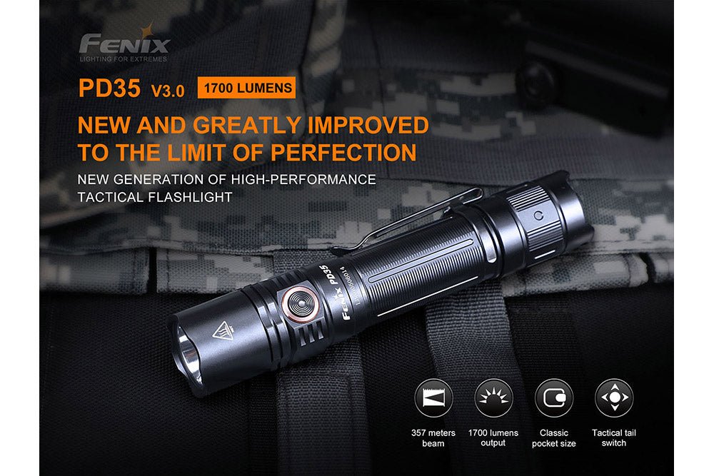 Fenix PD35 V3.0 Everyday Carry Flashlight - 1700 Lumens - Energize Trek