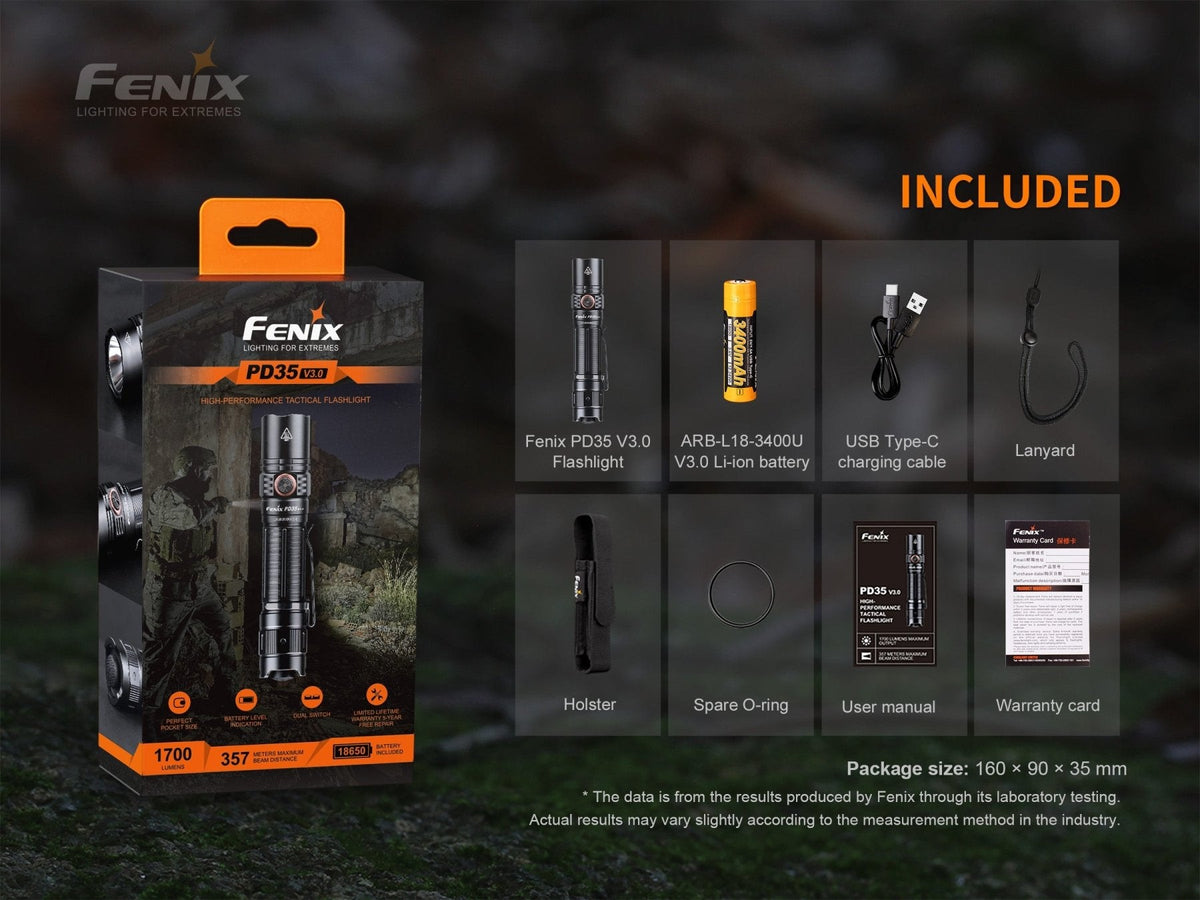 Fenix PD35 V3.0 Everyday Carry Flashlight - 1700 Lumens - Energize Trek