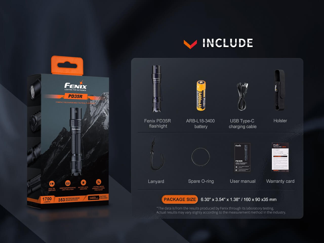 Fenix PD35R Compact Rechargeable Tactical Flashlight - Energize Trek