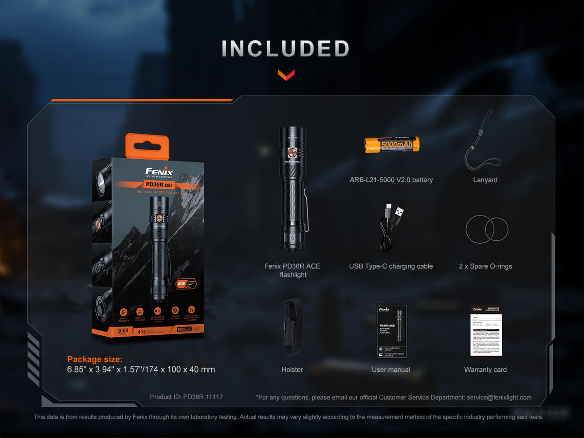 Fenix PD36R ACE Customizable Multi-Mode Flashlight - Energize Trek