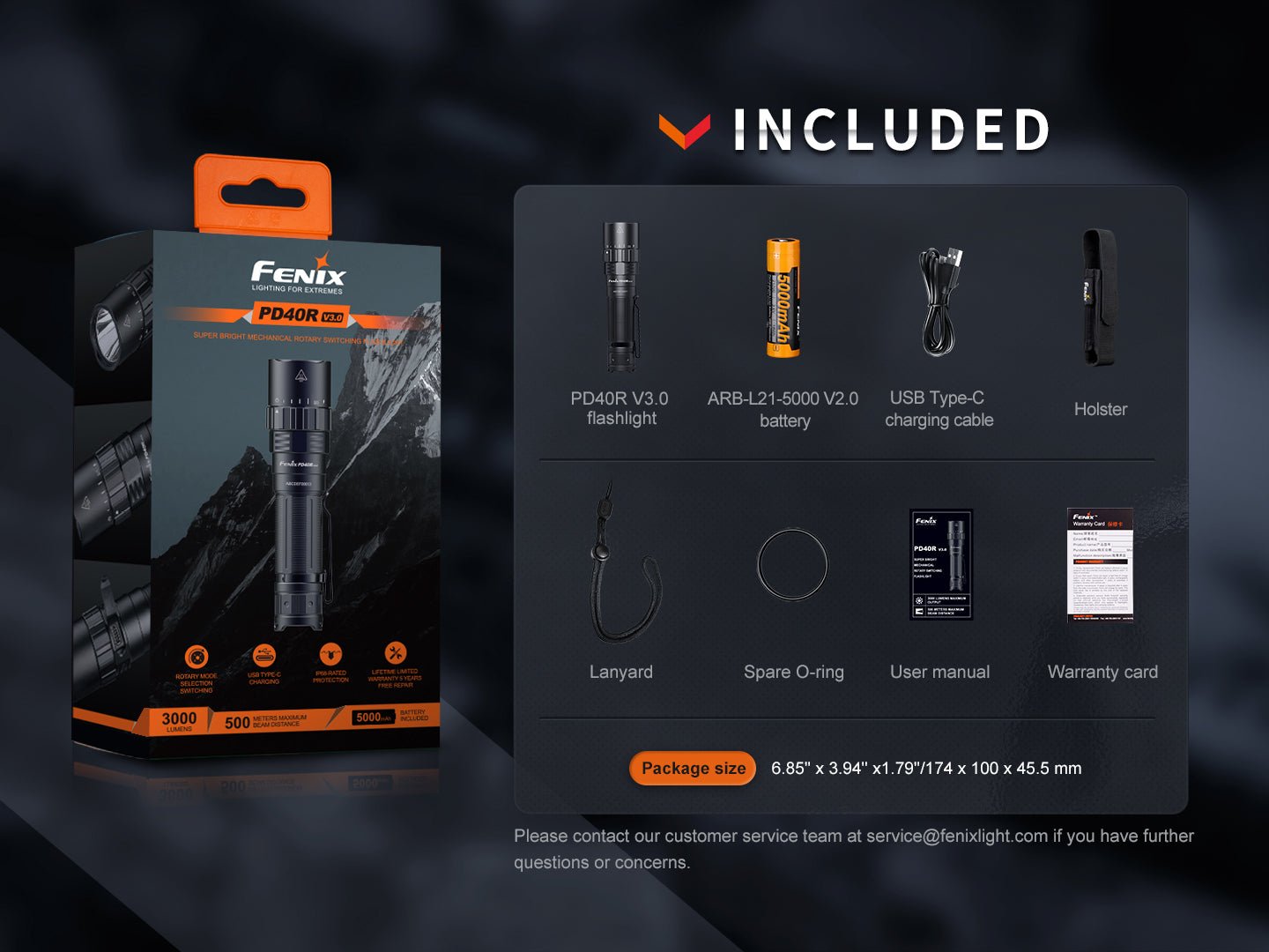 Fenix PD40R V3 Rechargeable Flashlight - Energize Trek