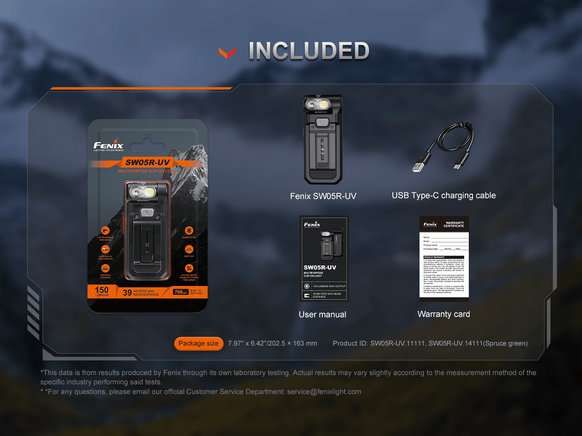 Fenix SW05R Multipurpose Clip-On Light with Red or UV Output - Energize Trek