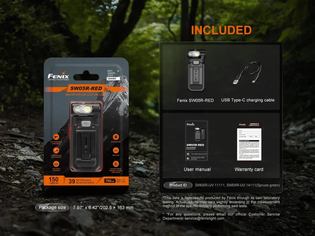Fenix SW05R Multipurpose Clip-On Light with Red or UV Output - Energize Trek