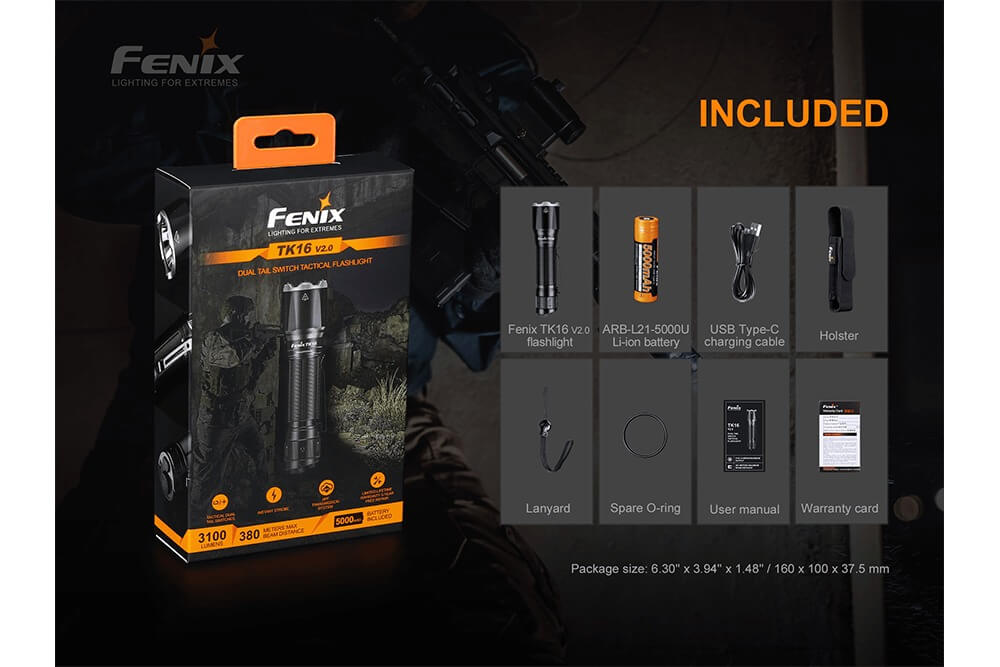 Fenix TK16 V2.0 Tactical Flashlight - 3100 Lumens - Energize Trek
