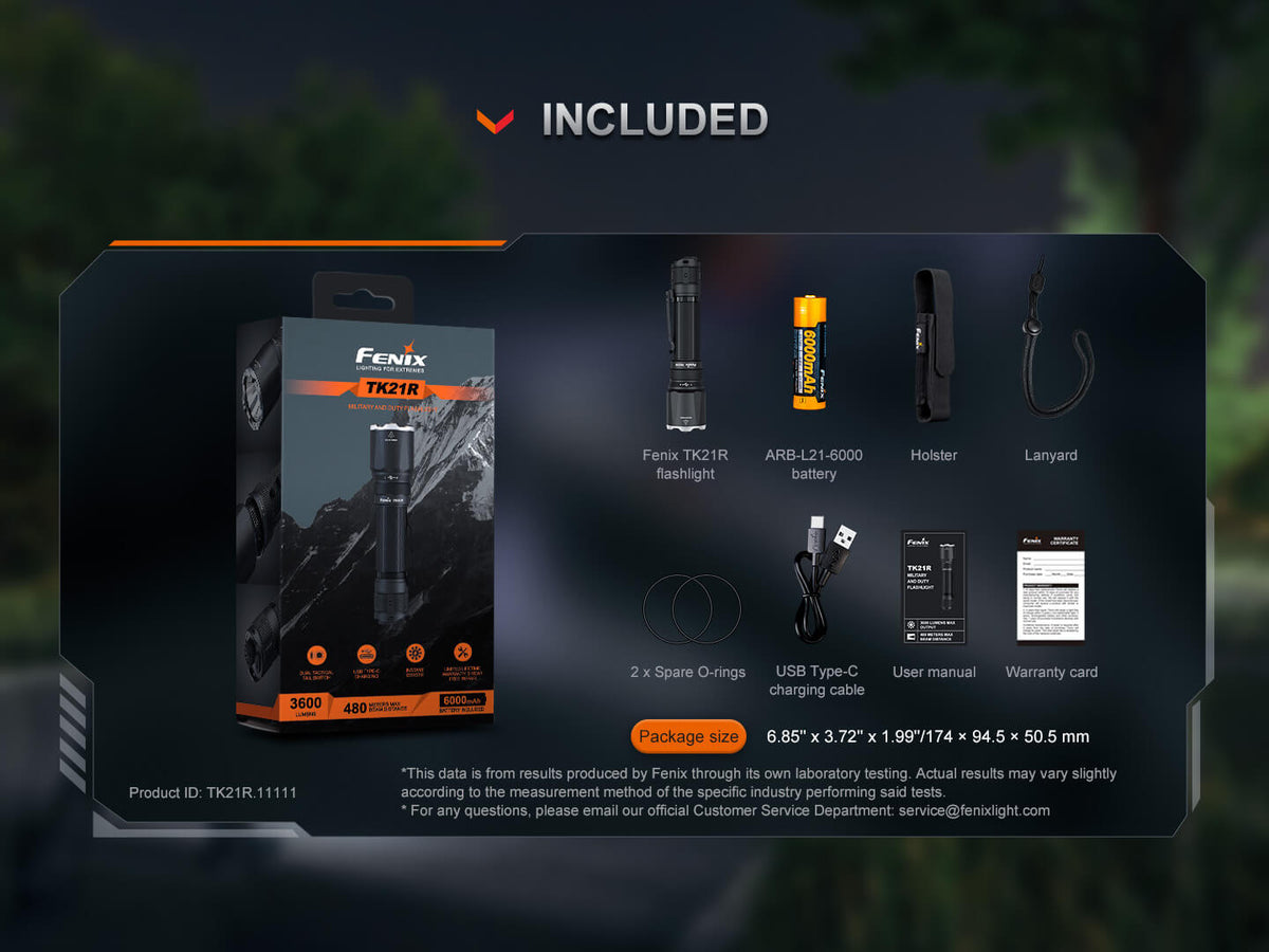 Fenix TK21R Duty Flashlight - Energize Trek