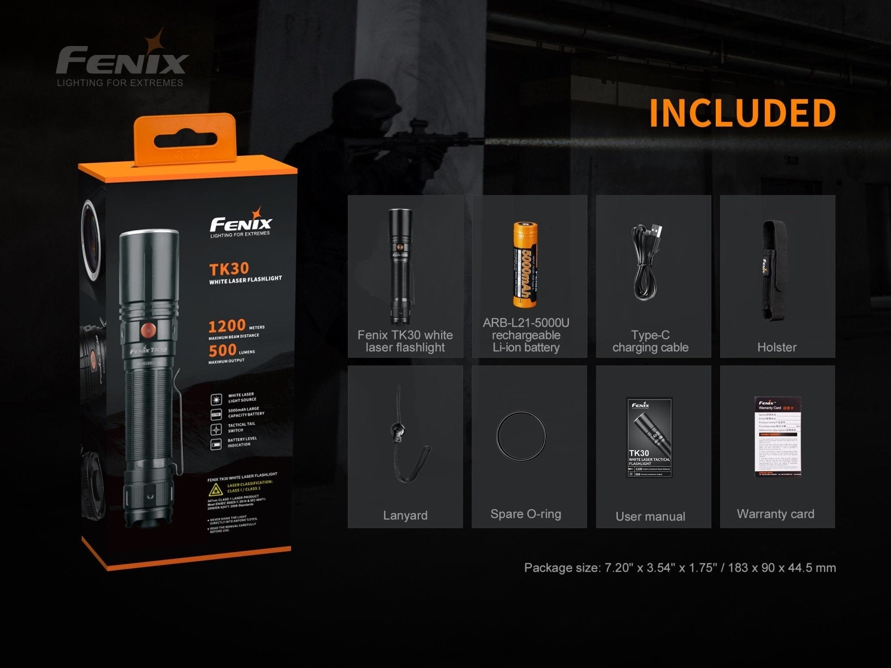 Fenix TK30 White Laser LED Flashlight - Energize Trek