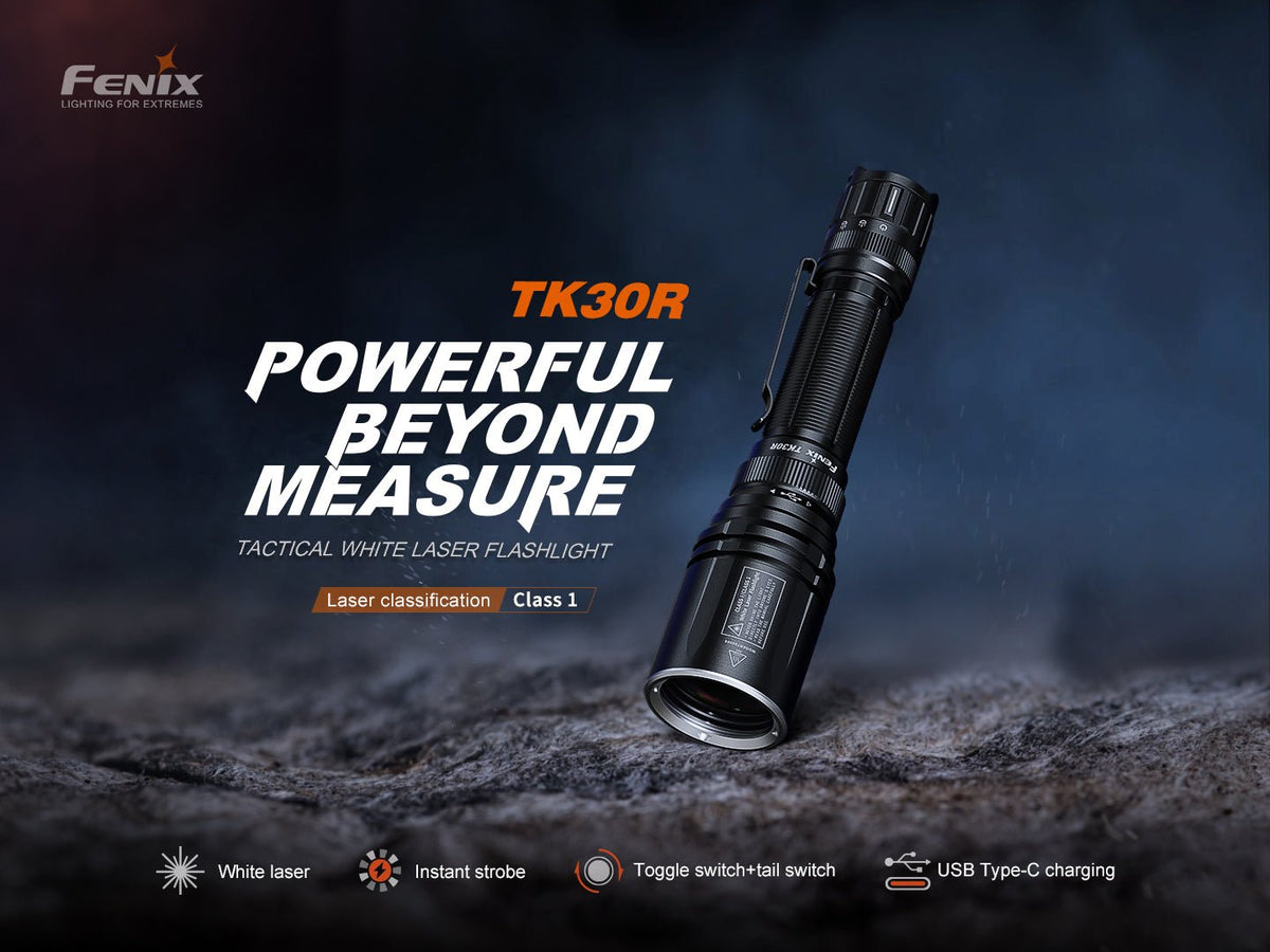 Fenix TK30R Tactical White Laser Rechargeable Flashlight - Energize Trek