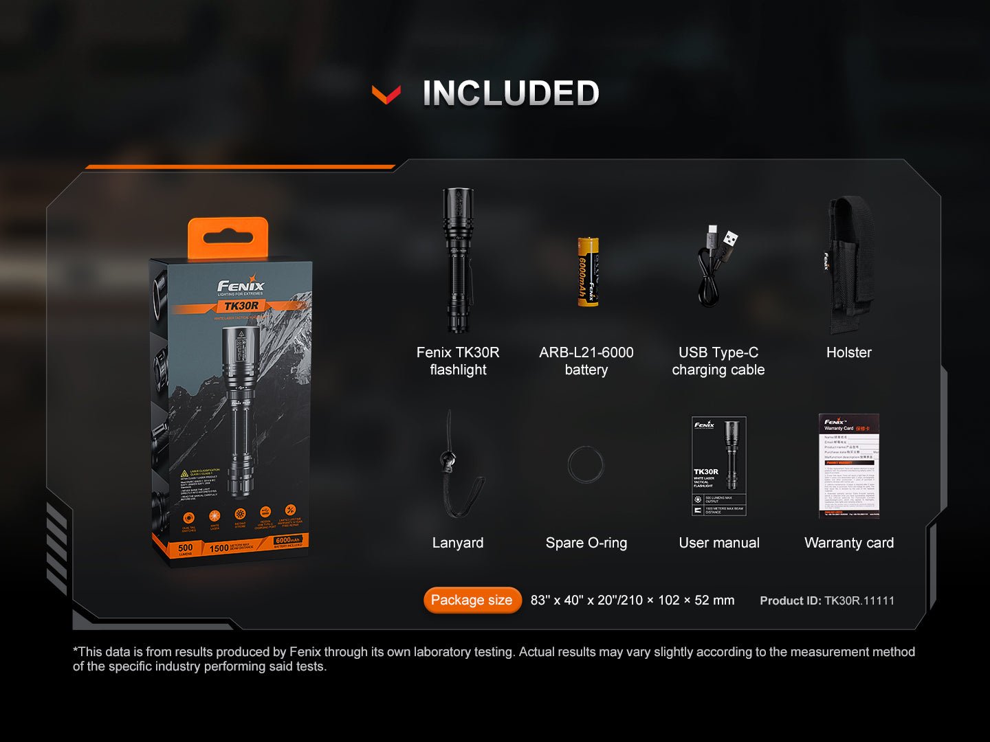 Fenix TK30R Tactical White Laser Rechargeable Flashlight - Energize Trek