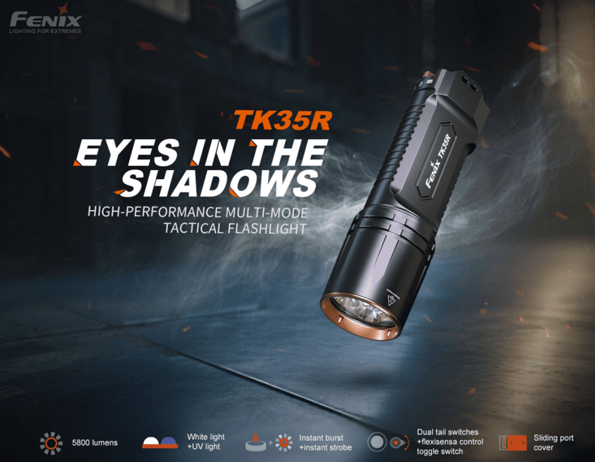 Fenix TK35R Rechargeable High-Performance Tactical Flashlight - Energize Trek