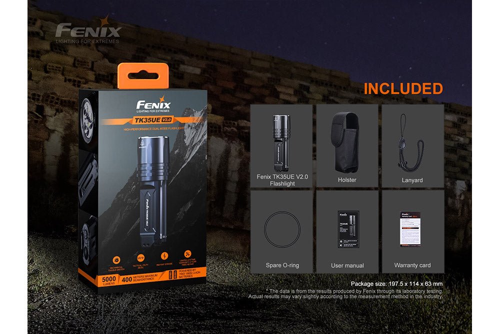Fenix TK35UE V2.0 Flashlight - 5000 Lumens - Energize Trek