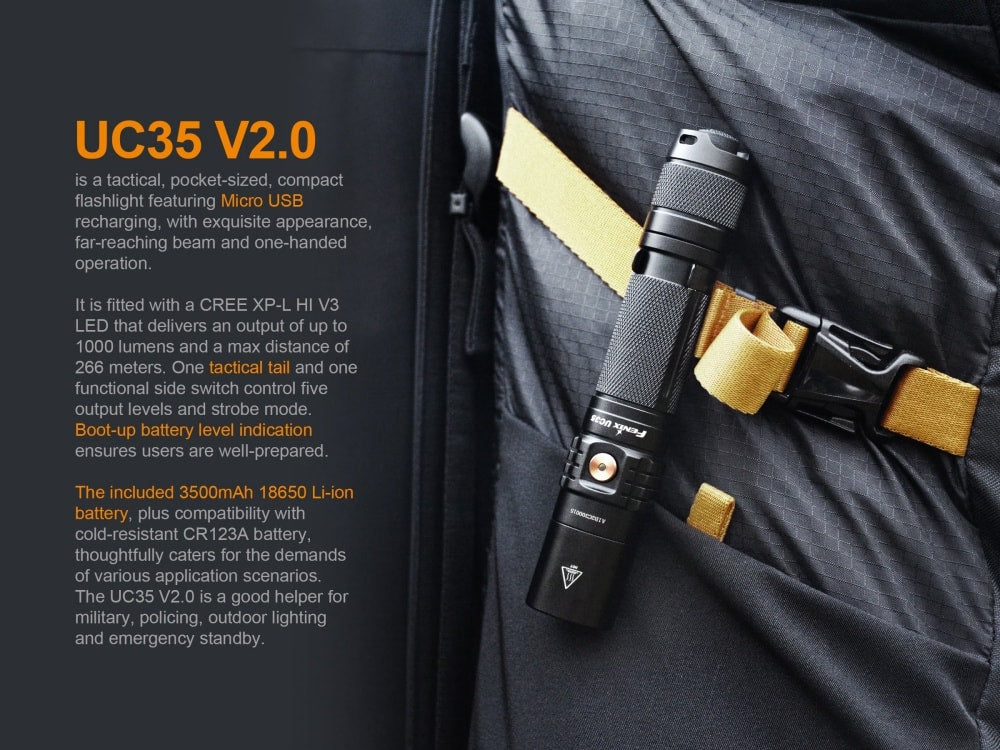 Fenix UC35 V2.0 LED Rechargeable EDC Flashlight - Energize Trek